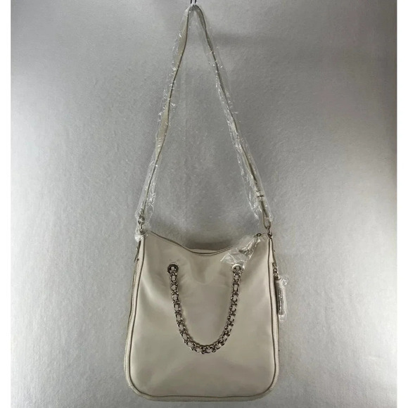 G.I.L.I Womens Handbag Leather Zip-Around Hobo Sling Crossbody Bag Ivory - Picture 1 of 10